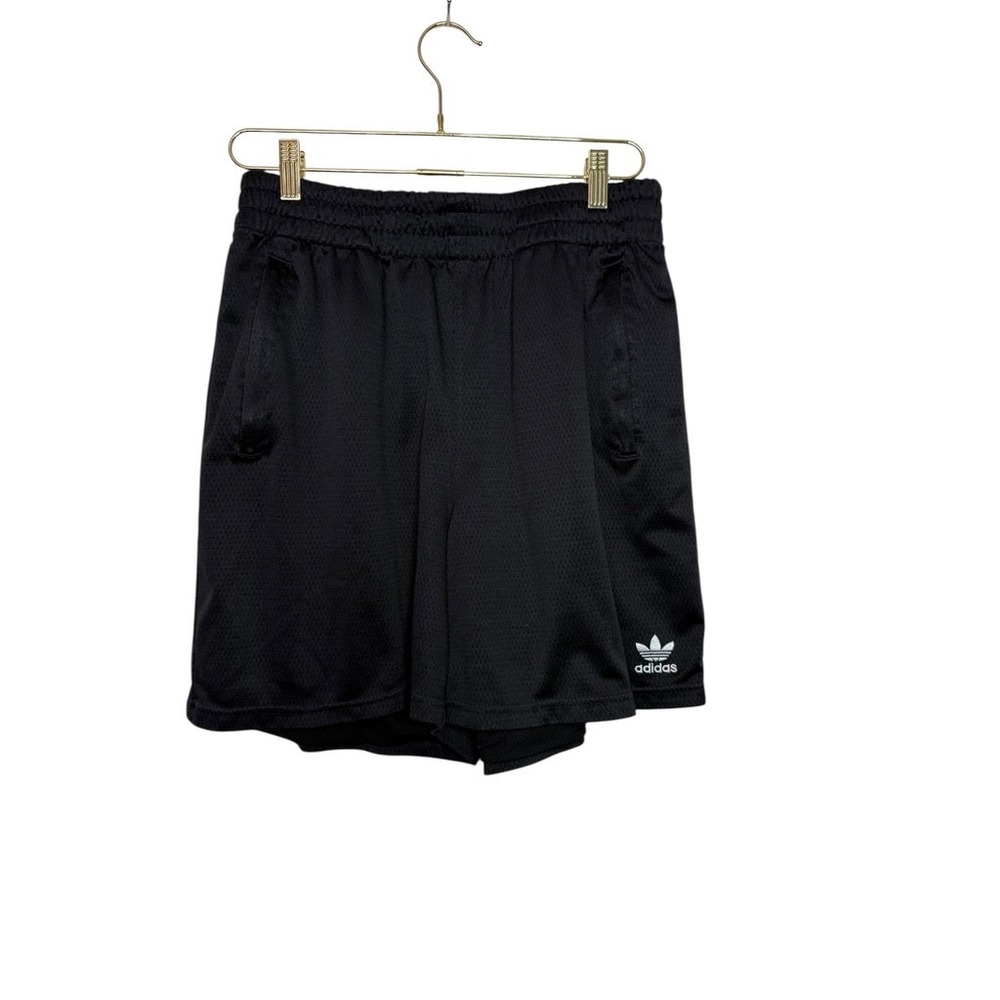 Adidas Men's Black‎ Mesh Athletic Shorts with White Logo Size L